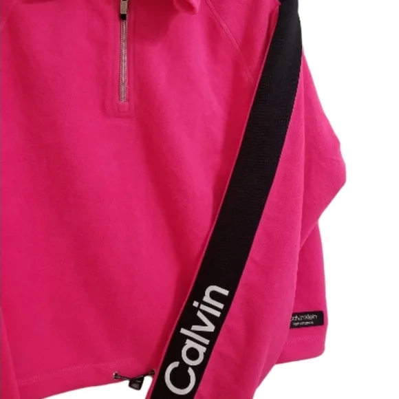Calvin Klein Performance Fleece 1/2 Zip Cropped Pullover Women's Size Large - Picture 4 of 7